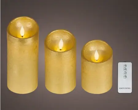 Lumineo ledkaars wave vlam 3st goud/warm wit - afbeelding 2