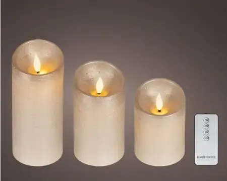 Lumineo ledkaars wave vlam 3st licht grijs/warm wit - afbeelding 2