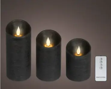 Lumineo ledkaars wave vlam 3st zwart/warm wit - afbeelding 2