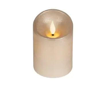 Lumineo ledkaars wave vlam 7.5x10.5cm licht grijs/warm wit - afbeelding 1