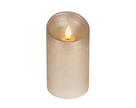 Lumineo ledkaars wave vlam 7.5x13.5cm licht grijs/warm wit - afbeelding 1