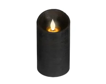 Lumineo ledkaars wave vlam 7.5x13.5cm zwart/warm wit - afbeelding 1