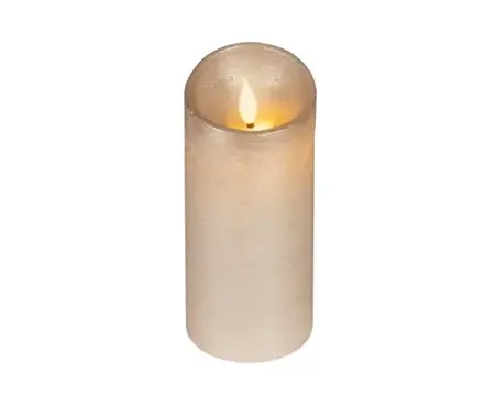 Lumineo ledkaars wave vlam 7.5x17cm licht grijs/warm wit - afbeelding 1