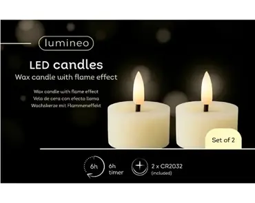 Lumineo ledtheelicht d4h5cm 2st creme - afbeelding 2