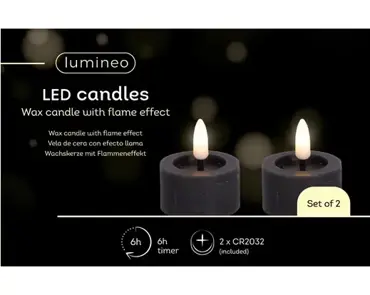 Lumineo ledtheelicht d4h5cm 2st grijs - afbeelding 3
