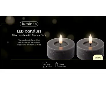 Lumineo ledtheelicht d7h6cm 2st grijs - afbeelding 2