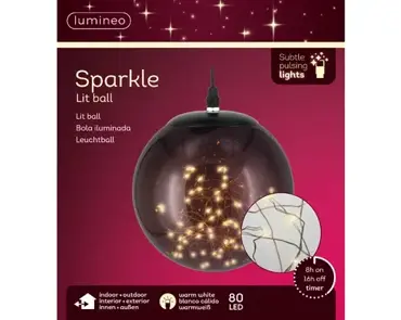 Lumineo micro led bal d18cm-80l zwart/warm wit - afbeelding 3