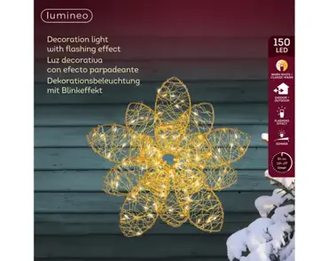 Lumineo Micro led bloem 28x9cm-150led goud/warm wit/klassiek warm - afbeelding 1