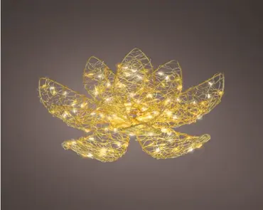 Lumineo Micro led bloem 28x9cm-150led goud/warm wit/klassiek warm - afbeelding 3