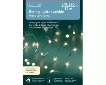 Lumineo Micro Twinkle LED 12 meter 240 lampjes zilver/warm wit - afbeelding 1