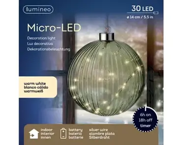 Lumineo microled bal 14cm groen/warm wit - afbeelding 4
