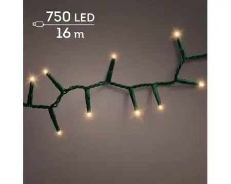 Lumineo microled compact twinkle | 16 meter | 750 LED | groen/klassiek warm - afbeelding 1