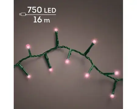 Lumineo microled compact twinkle | 16 meter | 750 LED | groen/roze - afbeelding 1