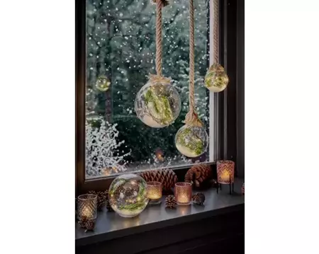 Lumineo Microled Kerstbal touw op batterij | d10cm x 15 lampjes - afbeelding 5