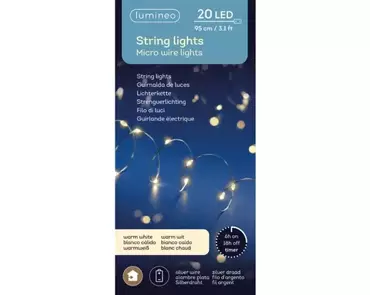 Lumineo microled l95cm-20l zilver warm wit - afbeelding 1