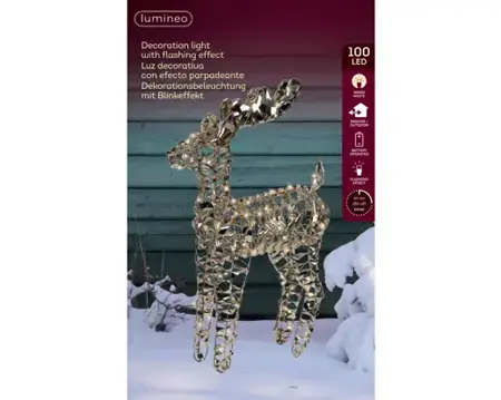 Lumineo Microled rendier 13x37x66cm 100led warm wit - afbeelding 1
