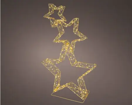 Lumineo Microled sterren 16x50x80cm goud/warm wit/klassiek warm - afbeelding 2