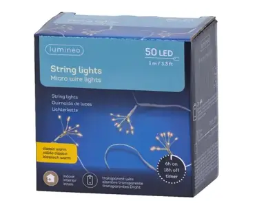 Lumineo microled stringlights 100cm goud/klassiek warm - afbeelding 3