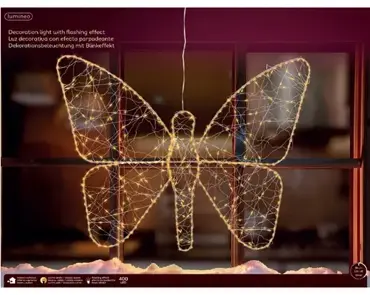 Lumineo microled vlinder | 400 LED | 58x43 centimeter | goud/koel warm - afbeelding 1
