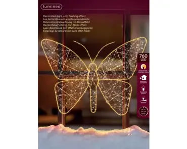 Lumineo Microled vlinder 98x77cm-760led warm wit/klassiek warm - afbeelding 1