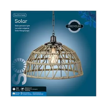 Lumineo Solar Hanglamp Tuinverlichting Touw Rond - Zand - afbeelding 2