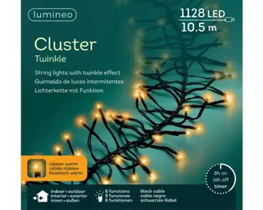 Lumnineo led Cluster twinkel | 10.5 meter | 1128 LED | klassiek warm - afbeelding 2