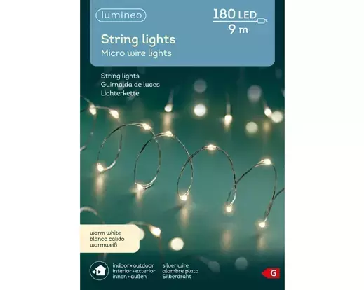 MicroLED Buiten 900 cm 180 Lampjes zilver/warm wit