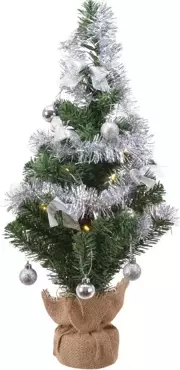 Mini Kunstkerstboom met zak 60cm groen/zilver