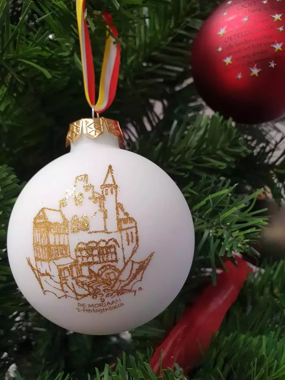 Kerstbal glas 8 cm De moriaan | Wit