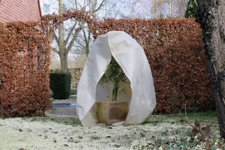 NATURE Winterafdekhoes met rits  Ø250cm - Wit