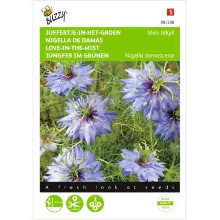 Nigella, Juffertje-in-het-groen Miss Jekyll blauw - afbeelding 1