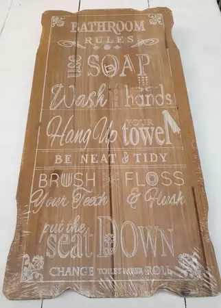 Outlet - Decoratiebord 'Bathroom rules'