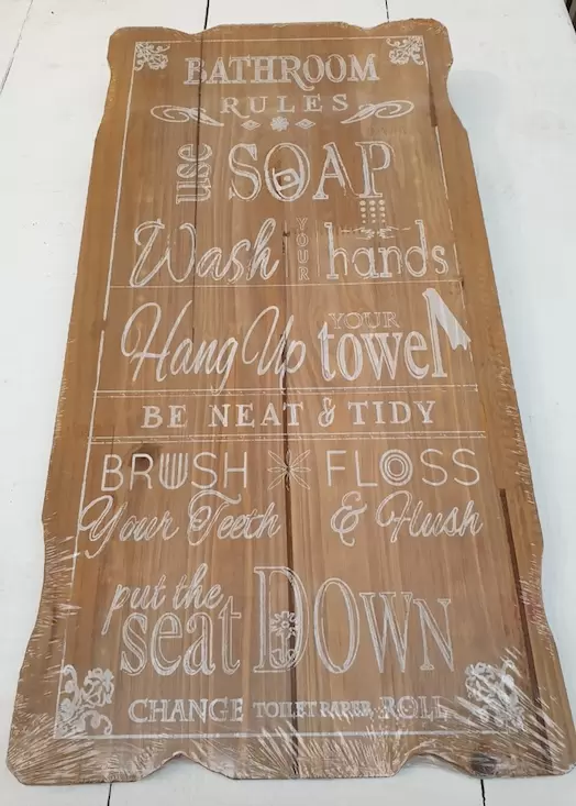 Outlet Decoratiebord 'Bathroom rules' Top Tuincentrum