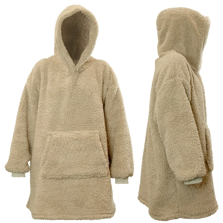 Oversized teddy hoodie chateau grijs