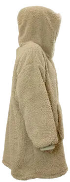 Oversized teddy hoodie chateau grijs
