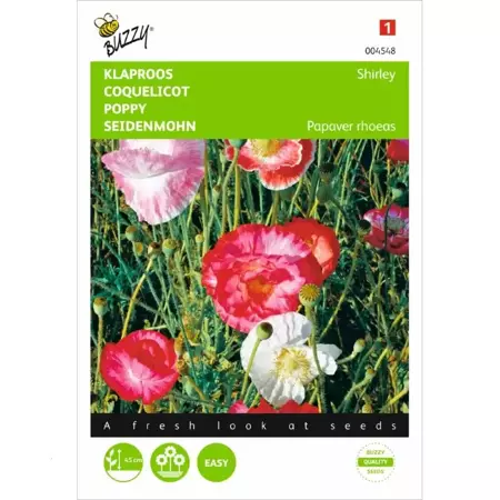 Papaver, Klaproos Shirley dubbelbloemig gemengd - afbeelding 1