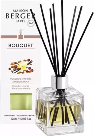 Parfumverspreider met sticks Cube 125ml Amber Powder