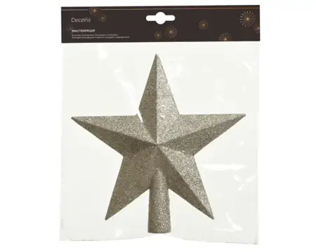 Piek plastic 4x19cm ster glitter parel - afbeelding 1