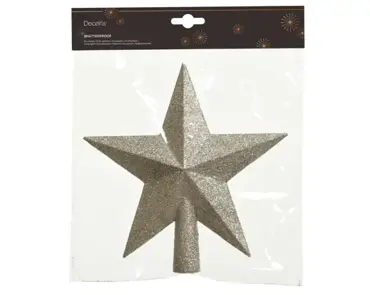 Piek plastic 4x19cm ster glitter parel - afbeelding 1