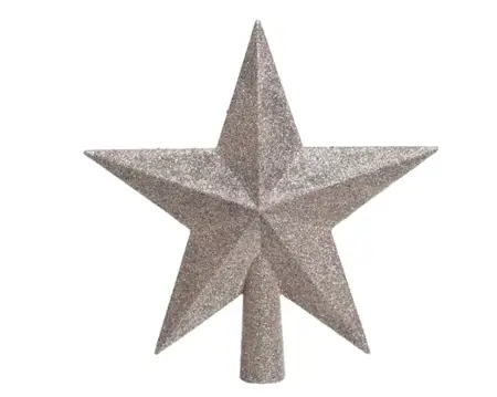Piek plastic 4x19cm ster glitter poederroze - afbeelding 2
