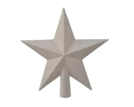Piek plastic 4x19cm ster glitter wolwit - afbeelding 2