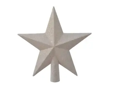 Piek plastic 4x19cm ster glitter wolwit - afbeelding 2