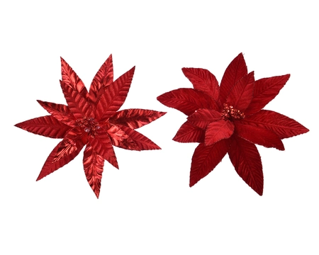 Poinsettiaclip polyester 30x5cm rood - afbeelding 1