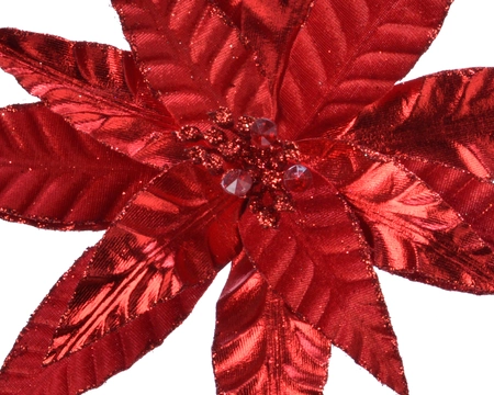 Poinsettiaclip polyester 30x5cm rood - afbeelding 2