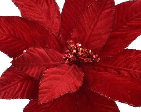 Poinsettiaclip polyester 30x5cm rood - afbeelding 3