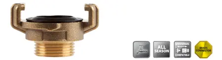 Polet Klauwkoppeling 3/4"-19mm met buitendraad van messing