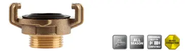 Polet Klauwkoppeling 3/4"-19mm met buitendraad van messing