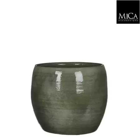 Mica Decorations lester ronde pot groen maat in cm: 18 x 20