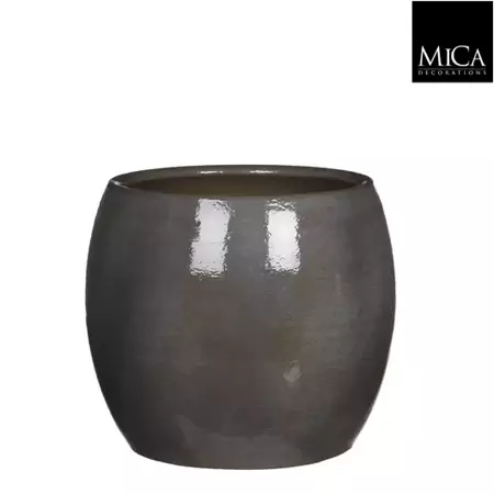 Mica Decorations lester ronde pot donkergrijs maat in cm: 22 x 24