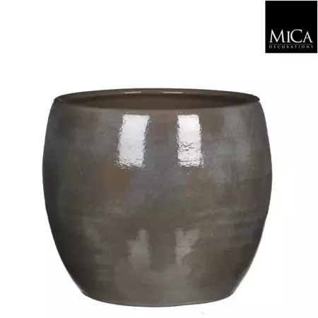 Mica Decorations lester ronde pot donkergrijs maat in cm: 26 x 28